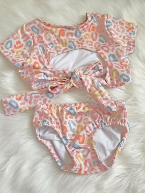 Girls' Multicolor Leopard Print Two-Piece Swim Set